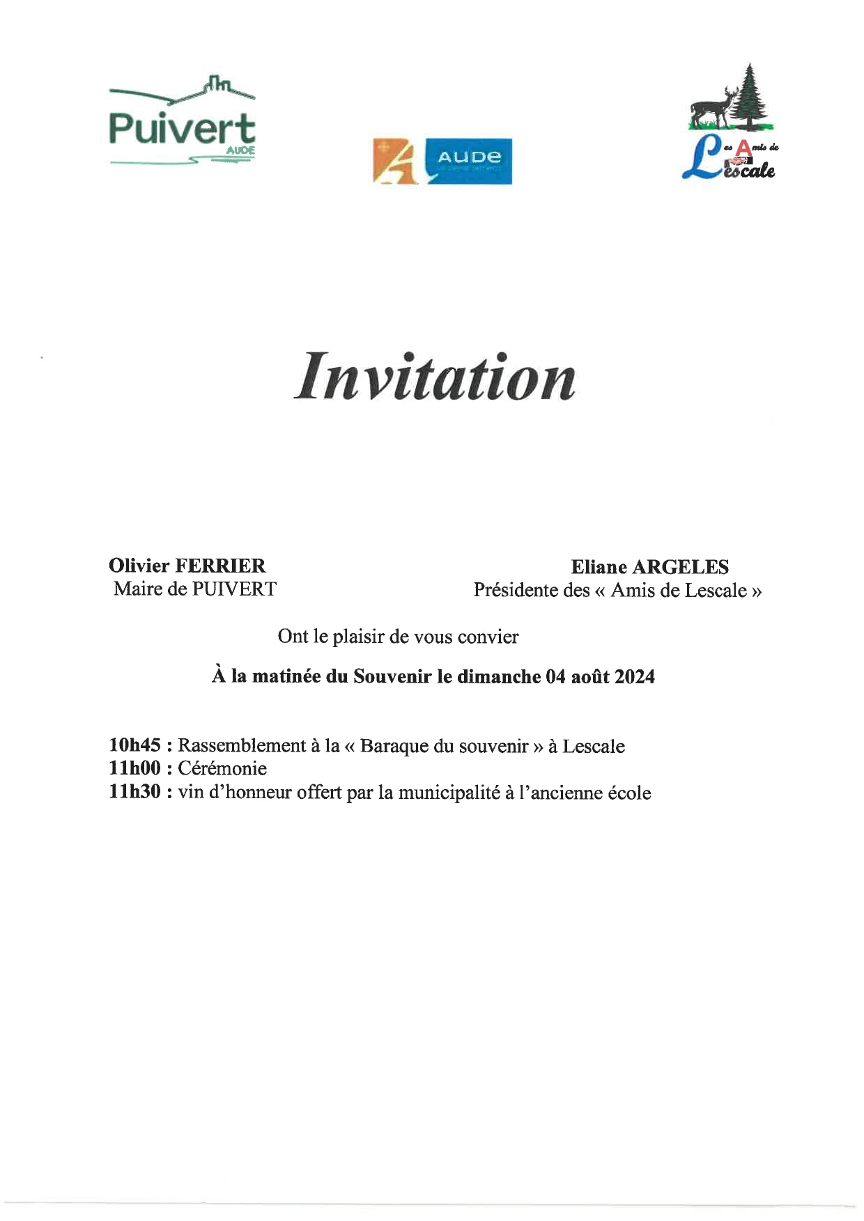 04 août 2024 : Cérémonie de commémoration de Lescale